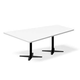Konferencebord DNA, Hvid 2000x1425 mm trapezformet, Sort understel