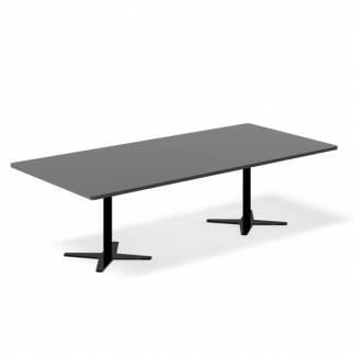 Konferencebord DNA, Antracit 2600x1200 mm rektangul&aelig;rt, Sort understel