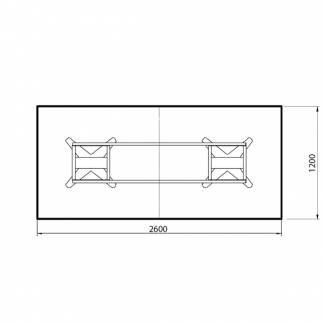 Konferencebord DNA, Antracit 2600x1200 mm rektangulært, Sort understel