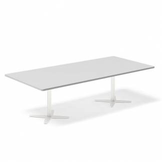 Konferencebord DNA, Lysgr&aring; 2600x1200 mm rektangul&aelig;rt, Hvid understel