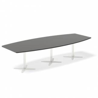 Konferencebord DNA, Antracit 3200x1200 mm b&aring;dformet, Hvid understel