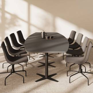 Konferencebord DNA, Antracit 3200x1200 mm b&aring;dformet, Sort understel