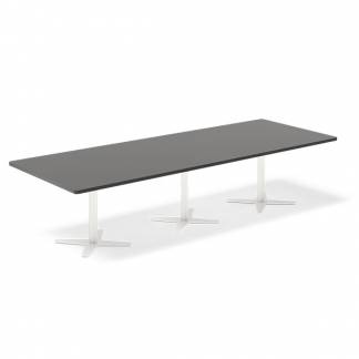 Konferencebord DNA, Antracit 3200x1200 mm rektangul&aelig;rt, Hvid understel