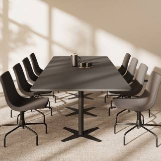 Konferencebord DNA, Antracit 3200x1200 mm rektangul&aelig;rt, Sort understel