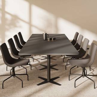 Konferencebord DNA, Antracit 3200x1200 mm rektangul&aelig;rt, Sort understel