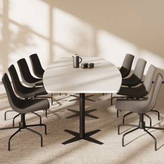 Konferencebord DNA, Lysgr&aring; 3200x1200 mm b&aring;dformet, Sort understel