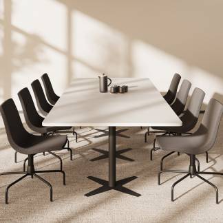 Konferencebord DNA, Lysgrå 3200x1200 mm rektangulært, Sort understel