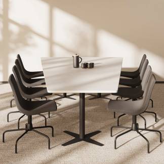 Konferencebord DNA, Lysgr&aring; 3200x1800 mm trapezformet, Sort understel