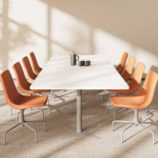 Konferencebord DNA, Hvid 3200x1200 mm rektangulært, Alugrå understel