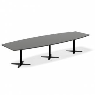 Konferencebord DNA, Antracit 3800x1200 mm b&aring;dformet, Sort understel