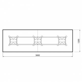 Konferencebord DNA, Antracit 3800x1200 mm rektangul&aelig;rt, Hvid understel