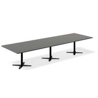 Konferencebord DNA, Antracit 3800x1200 mm rektangul&aelig;rt, Sort understel