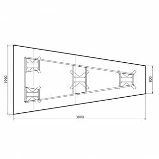 Konferencebord DNA, Antracit 3800x1990 mm trapezformet, Alugr&aring; understel