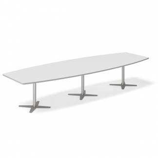Konferencebord DNA, Lysgr&aring; 3800x1200 mm b&aring;dformet, Alugr&aring; understel