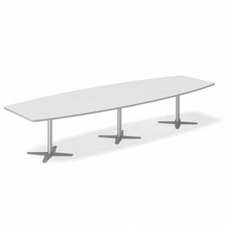 Konferencebord DNA, Lysgr&aring; 3800x1200 mm b&aring;dformet, Alugr&aring; understel