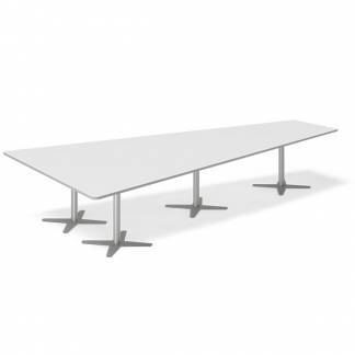 Konferencebord DNA, Lysgrå 3800x1990 mm trapezformet, Alugrå understel