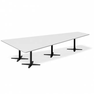 Konferencebord DNA, Lysgr&aring; 3800x1990 mm trapezformet, Sort understel