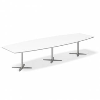 Konferencebord DNA, Hvid 3800x1200 mm b&aring;dformet, Alugr&aring; understel