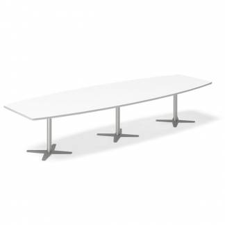 Konferencebord DNA, Hvid 3800x1200 mm b&aring;dformet, Alugr&aring; understel