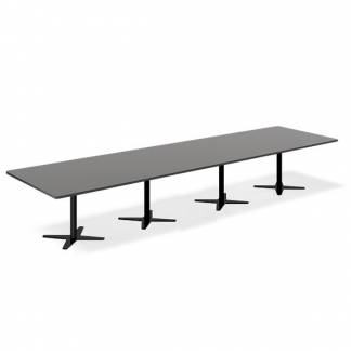 Konferencebord DNA, Antracit 4400x1200 mm rektangul&aelig;rt, Sort understel