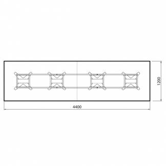 Konferencebord DNA, Antracit 4400x1200 mm rektangul&aelig;rt, Sort understel
