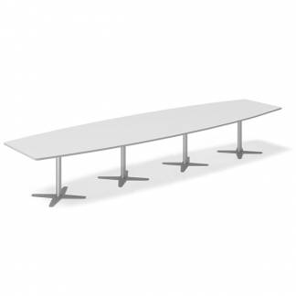 Konferencebord DNA, Lysgr&aring; 4400x1200 mm b&aring;dformet, Alugr&aring; understel