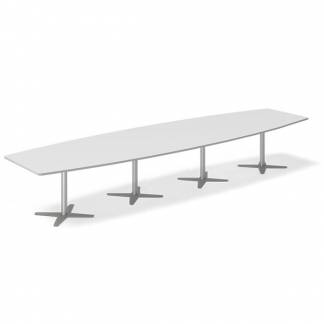 Konferencebord DNA, Lysgr&aring; 4400x1200 mm b&aring;dformet, Alugr&aring; understel