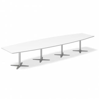 Konferencebord DNA, Hvid 4400x1200 mm b&aring;dformet, Alugr&aring; understel