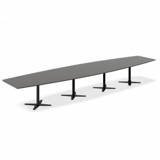 Konferencebord DNA, Antracit 5000x1200 mm b&aring;dformet, Sort understel