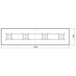 Konferencebord DNA, Antracit 5000x1200 mm rektangul&aelig;rt, Hvid understel
