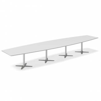 Konferencebord DNA, Lysgr&aring; 5000x1200 mm b&aring;dformet, Alugr&aring; understel