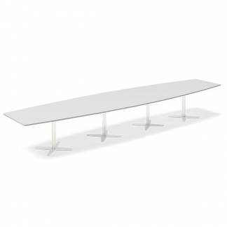 Konferencebord DNA, Lysgr&aring; 5000x1200 mm b&aring;dformet, Hvid understel