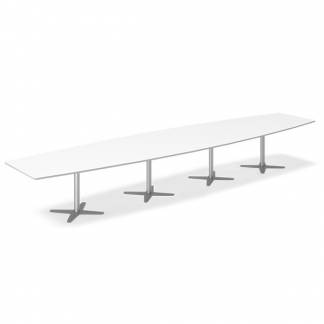 Konferencebord DNA, Hvid 5000x1200 mm b&aring;dformet, Alugr&aring; understel