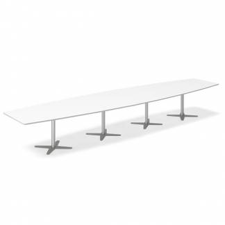 Konferencebord DNA, Hvid 5000x1200 mm b&aring;dformet, Alugr&aring; understel