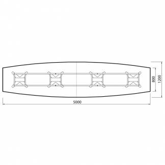 Konferencebord DNA, Hvid 5000x1200 mm b&aring;dformet, Hvid understel