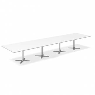 Konferencebord DNA, Hvid 5000x1200 mm rektangul&aelig;rt, Alugr&aring; understel