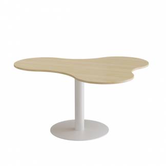 Bord Am&ouml;ba 1005, 1200x1500 mm, H&oslash;jde 720 mm, Birk laminat, Hvidt stel