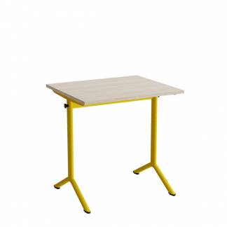 Bord Atlas 1130, 700x600mm, lydd&aelig;mpende eg h&oslash;jtrykslaminat, gult stel