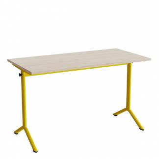 Bord Atlas 1130, 1200x600mm, lydd&aelig;mpende eg h&oslash;jtrykslaminat, gult stel