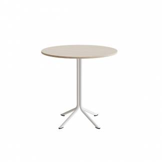 Bord Atlas 1133 &Oslash;900x900mm, Hvidpigmenteret eg med hvidt understel