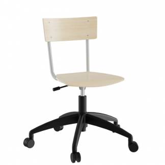 Stol Strong 113, birk laminat med alugråt stel og hjul