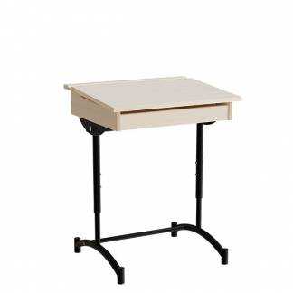 Elevbord, stilbar 128, lydd&aelig;mpende birk laminat, sort stel