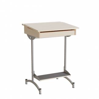 Elevbord 129, birk laminat, alugr&aring;t stel