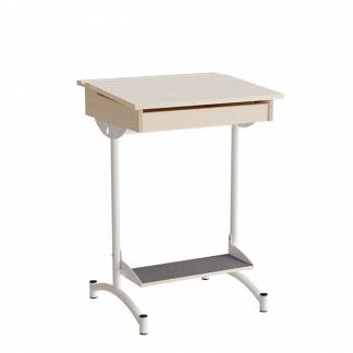 Elevbord 129, lydd&aelig;mpende birk laminat, hvid stel