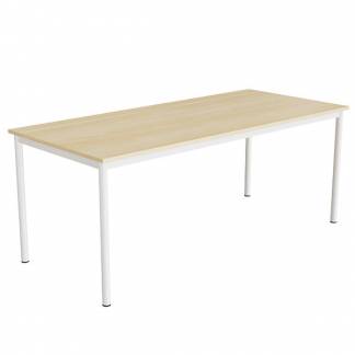 Bord Combi 200, 1800x800 mm H&oslash;jde 720 mm Lydd&aelig;mpende birk laminat p&aring; hvidt stel