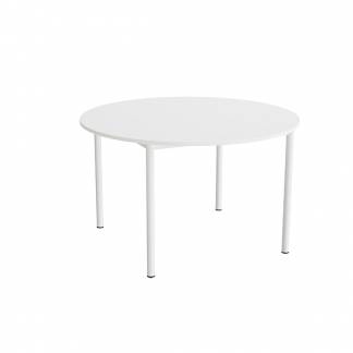 Bord Combi 206, Ø1200 mm, højde 720 mm, hvid laminat på hvidt stel