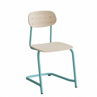 Stol Atlas, fritsving 2116, hvidpigmenteret egelaminat, turkis stel