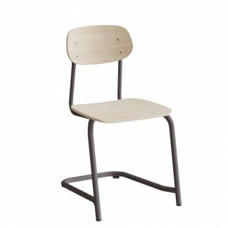 Stol Atlas, fritsving 2116, hvidpigmenteret egelaminat, gr&aring;t stel