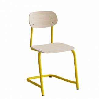 Stol Atlas, fritsving 2116, hvidpigmenteret egelaminat, gult stel
