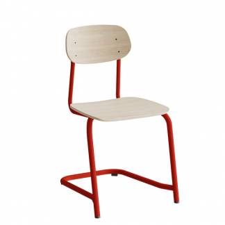 Stol Atlas, fritsving 2116, hvidpigmenteret egelaminat, r&oslash;dt stel